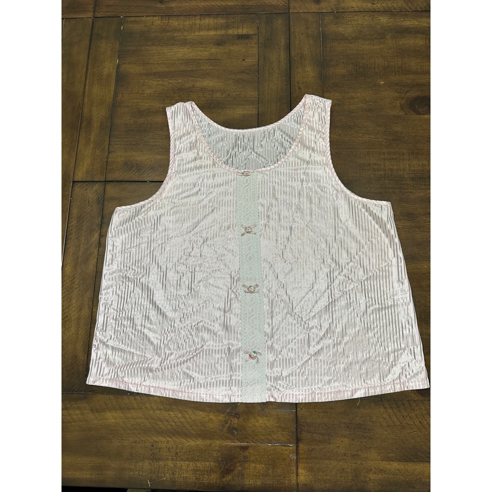 Vintage Petra Fashions‎ Pink Striped Coquette Top Lace Bow Detail Size Large USA